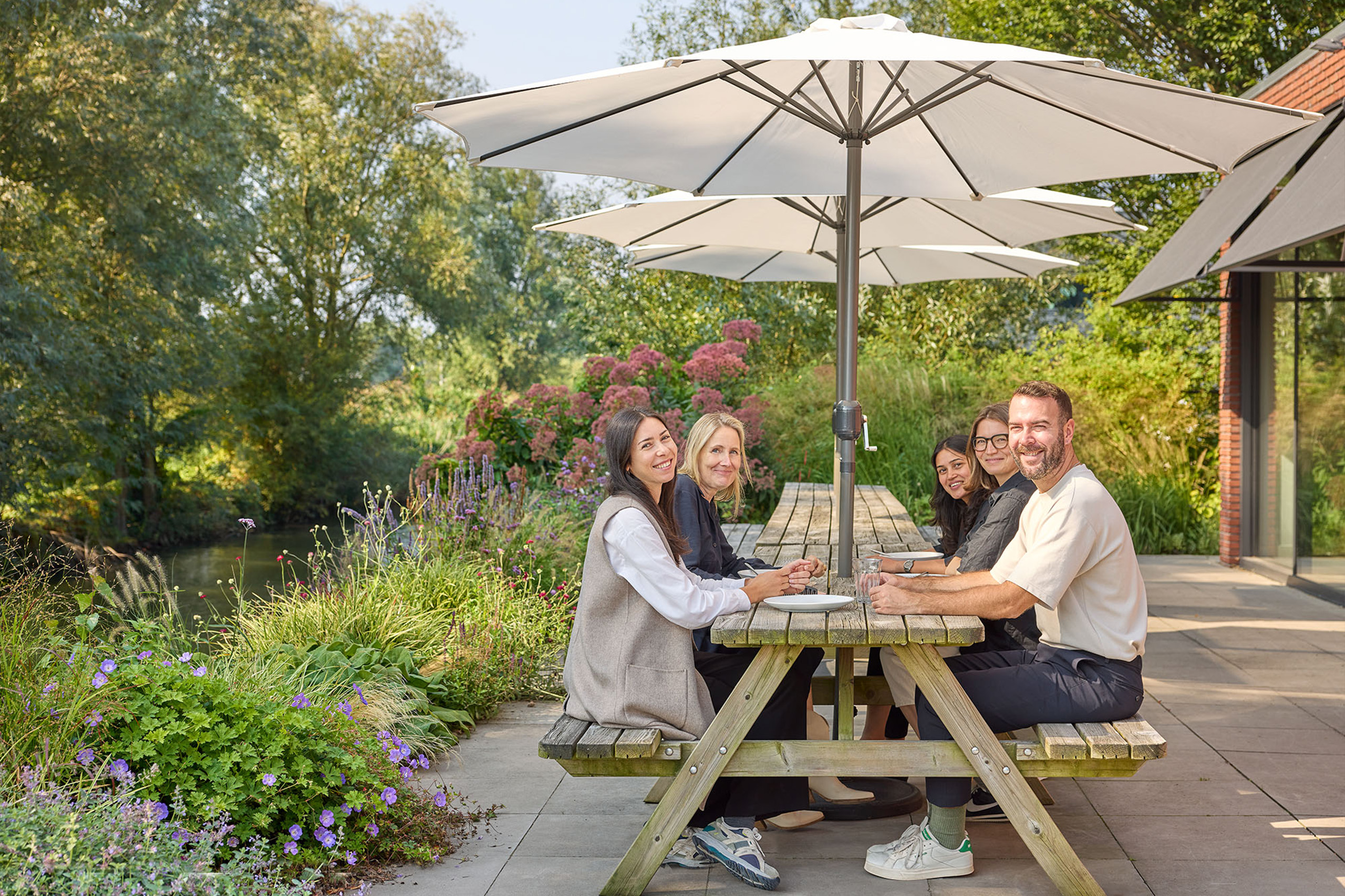 Amsterdam office high tables at the garden